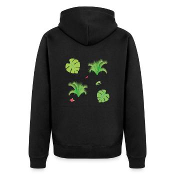 digitale Vektorgrafik - Unisex Premium Bio Zip Hoodie - Schwarz - Hinten - Nico (187cm)