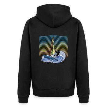 Windsurfen - Unisex Premium Bio Zip Hoodie - Schwarz - Hinten - Nico (187cm)