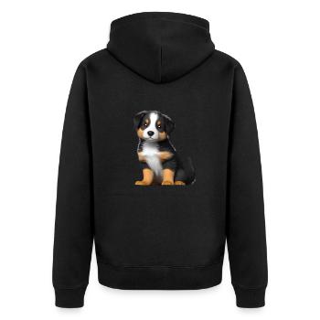 Chien chiot Berger australien propriétaire de chien - Veste à capuche bio Premium Unisexe - noir - Dos - Nico (187cm)