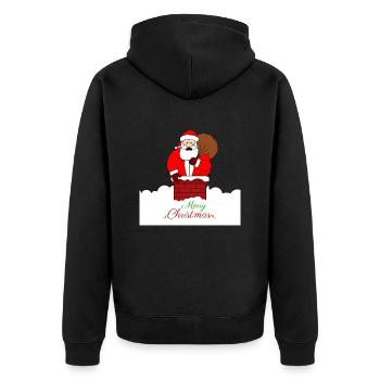 Merry Christmas stuck fat santa - Unisex Premium Organic Zip Hoodie - black - Back - Nico (187cm)