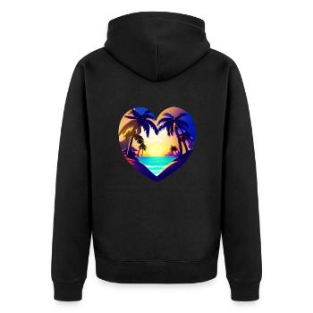 Strand Sonne Palme Sommerurlaub Insel Palmen - Unisex Premium Bio Zip Hoodie - Schwarz - Hinten - Nico (187cm)