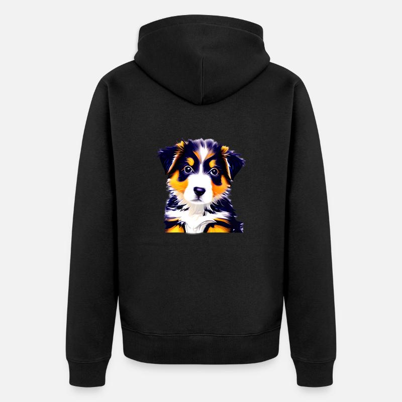 Chiot Dog Propriétaire Berger Australien - Veste à capuche bio Premium Unisexe - noir