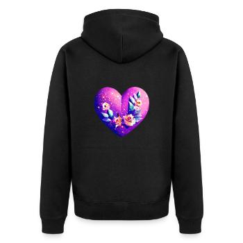 Fête des mères, Saint-Valentin, Mariage, Amour, Fiançailles - Veste à capuche bio Premium Unisexe - noir - Dos - Nico (187cm)