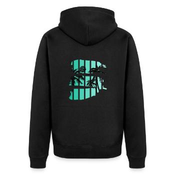 Sonnenuntergang - Unisex Premium Bio Zip Hoodie - Schwarz - Hinten - Nico (187cm)