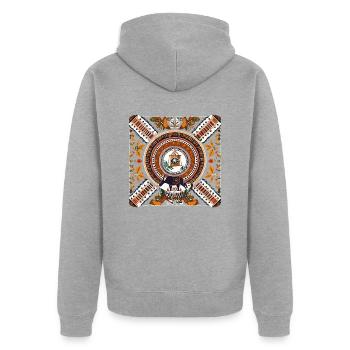 Folklore africain - Veste à capuche bio Premium Unisexe - gris chiné - Dos - Nico (187cm)