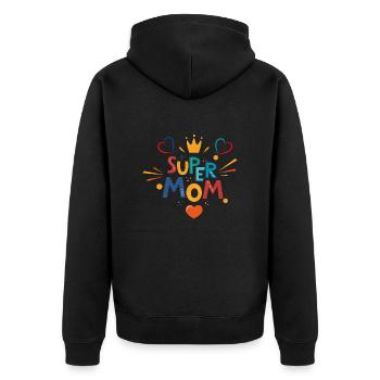 Super MOM Retro Multicolor - Unisex Premium Bio Zip Hoodie - Schwarz - Hinten - Nico (187cm)