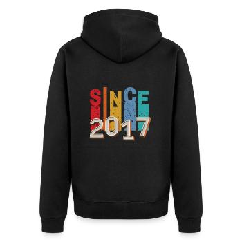 Since 2017 retro - Unisex Premium Organic Zip Hoodie - black - Back - Nico (187cm)