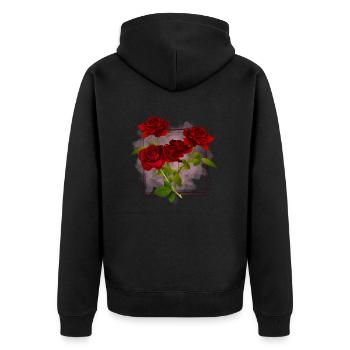 Blumen Rahmen - Unisex Premium Bio Zip Hoodie - Schwarz - Hinten - Nico (187cm)