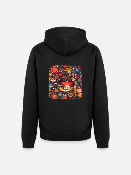Traditionelles spanisches Design - Unisex Premium Bio Zip Hoodie - Schwarz