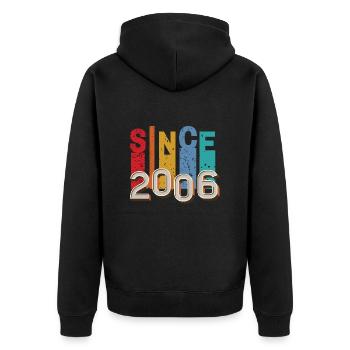 Since 2006 retro - Unisex Premium Organic Zip Hoodie - black - Back - Nico (187cm)