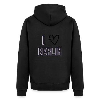 I love Berlin - Unisex Premium Bio Zip Hoodie - Schwarz - Hinten - Nico (187cm)