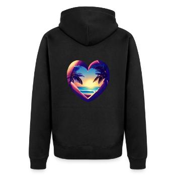 Sommerurlaub Sonne Palme Insel Strand Palmen - Unisex Premium Bio Zip Hoodie - Schwarz - Hinten - Nico (187cm)
