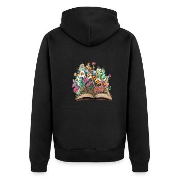 Buch Lesen Geschenk Bücher Leser Buchliebhaber - Unisex Premium Bio Zip Hoodie - Schwarz - Hinten - Nico (187cm)