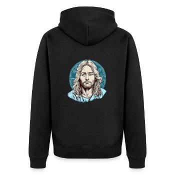 Jesus Christ #06 - Unisex Premium Organic Zip Hoodie - black - Back - Nico (187cm)
