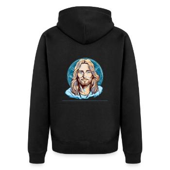 Jesus Christ #08 - Unisex Premium Organic Zip Hoodie - black - Back - Nico (187cm)
