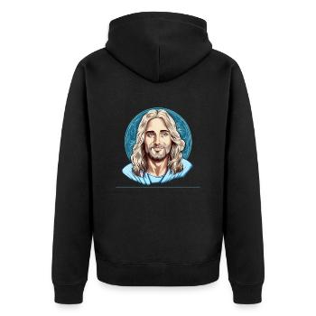 Jésus-Christ #10 - Veste à capuche bio Premium Unisexe - noir - Dos - Nico (187cm)