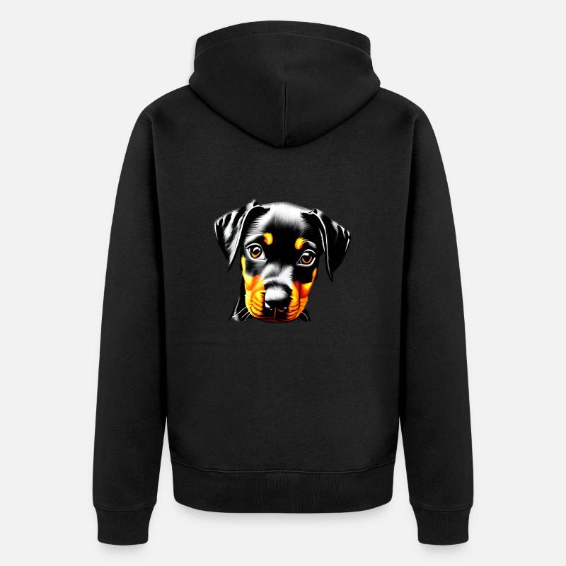 Dobermann Hund Dobermannwelpe Dobermanntrainer - Unisex Premium Bio Zip Hoodie - Schwarz