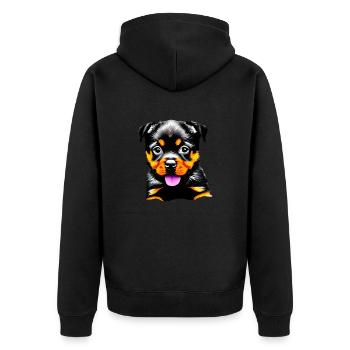 Rottweiler Chien Chien Chiot Chiens Rottweiler Chiot - Veste à capuche bio Premium Unisexe - noir - Dos - Nico (187cm)