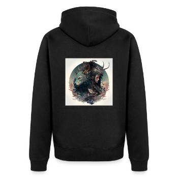 Strong Japanese fighter - Unisex Premium Organic Zip Hoodie - black - Back - Nico (187cm)