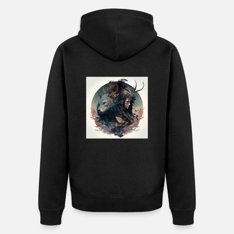 Puissant chasseur japonais - Veste à capuche bio Premium Unisexe - noir