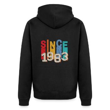 Seit 1983 retro - Unisex Premium Bio Zip Hoodie - Schwarz - Hinten - Nico (187cm)