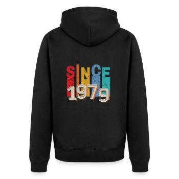 Since 1979 retro - Unisex Premium Organic Zip Hoodie - black - Back - Nico (187cm)