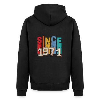 Since 1971 retro - Unisex Premium Organic Zip Hoodie - black - Back - Nico (187cm)
