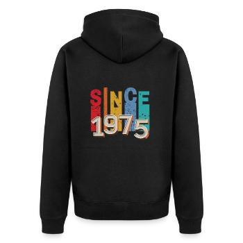 Since 1975 retro - Unisex Premium Organic Zip Hoodie - black - Back - Nico (187cm)