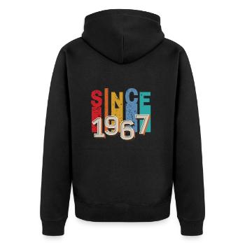 Seit 1967 retro - Unisex Premium Bio Zip Hoodie - Schwarz - Hinten - Nico (187cm)