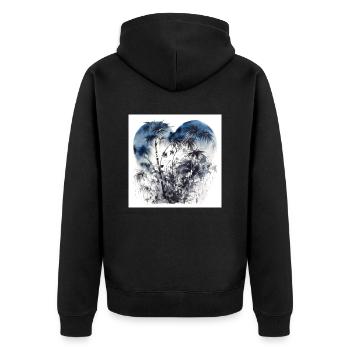 Forest with palm trees in the shape of a heart - Unisex Premium Organic Zip Hoodie - black - Back - Nico (187cm)
