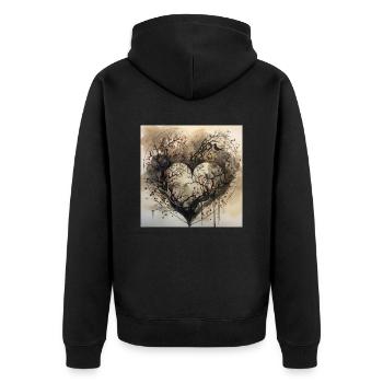 Wald in Herzform - Naturschutz Aquarell - Unisex Premium Bio Zip Hoodie - Schwarz - Hinten - Nico (187cm)