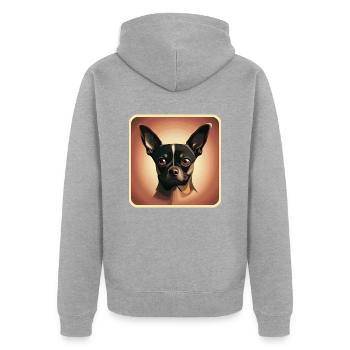 Motif Chihuahua - Veste à capuche bio Premium Unisexe - gris chiné - Dos - Nico (187cm)