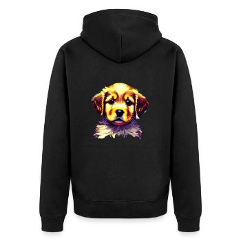 Golden Retriever Hundebesitzer Hunde Hundewelpe - Unisex Premium Bio Zip Hoodie - Schwarz - Hinten - Nico (187cm)