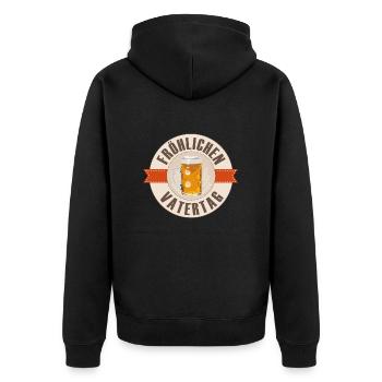 Fröhlichen Vatertag Label - Unisex Premium Bio Zip Hoodie - Schwarz - Hinten - Nico (187cm)