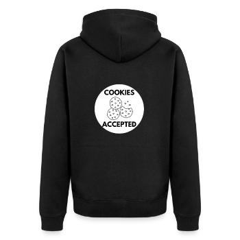 Cookies accepted - Geschenkidee Informatiker, IT - Unisex Premium Bio Zip Hoodie - Schwarz - Hinten - Nico (187cm)