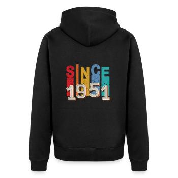 Seit 1951 retro - Unisex Premium Bio Zip Hoodie - Schwarz - Hinten - Nico (187cm)
