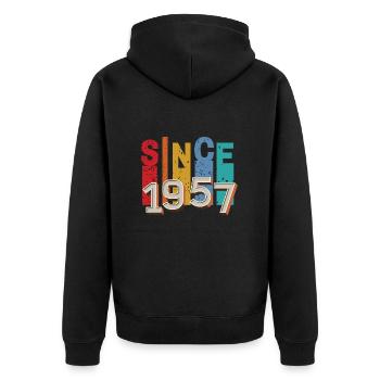 Seit 1957 retro - Unisex Premium Bio Zip Hoodie - Schwarz - Hinten - Nico (187cm)