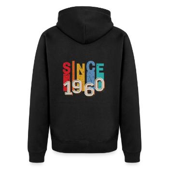 Seit 1960 retro - Unisex Premium Bio Zip Hoodie - Schwarz - Hinten - Nico (187cm)