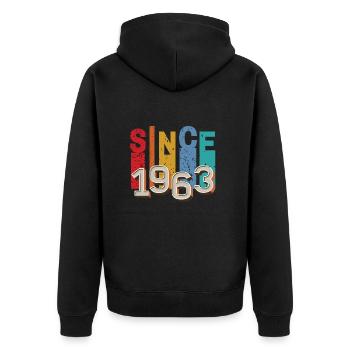 Seit 1960 retro - Unisex Premium Bio Zip Hoodie - Schwarz - Hinten - Nico (187cm)