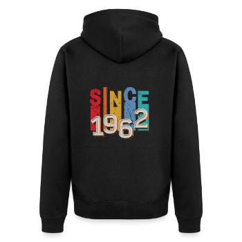Seit 1962 retro - Unisex Premium Bio Zip Hoodie - Schwarz - Hinten - Nico (187cm)