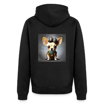 Chihuahua chiot steampunk - Veste à capuche bio Premium Unisexe - noir - Dos - Nico (187cm)