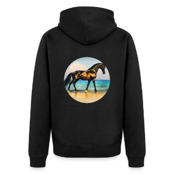 Golden black stallion - Unisex Premium Organic Zip Hoodie - black - Back - Nico (187cm)