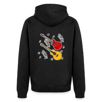 Gitarren - Unisex Premium Bio Zip Hoodie - Schwarz - Hinten - Nico (187cm)