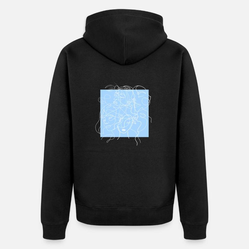Face line blue - Veste à capuche bio Premium Unisexe - noir