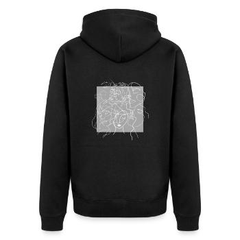 Gesichtslinie grau - Unisex Premium Bio Zip Hoodie - Schwarz - Hinten - Nico (187cm)