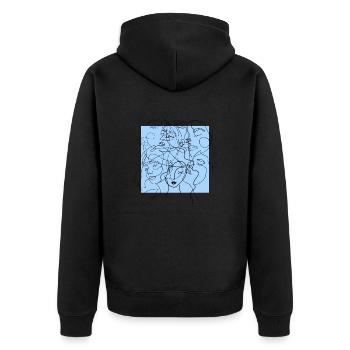 Face line blue - Unisex Premium Organic Zip Hoodie - black - Back - Nico (187cm)