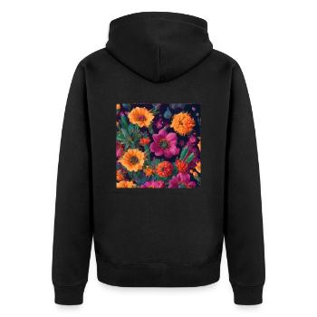Amazing group of magic flowers - Unisex Premium Organic Zip Hoodie - black - Back - Nico (187cm)