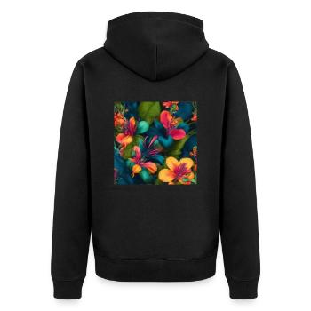 Amazing magic amazonian flowers - Unisex Premium Organic Zip Hoodie - black - Back - Nico (187cm)