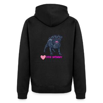 Pug Dogs Mommy Dogs Mama Pedigree Dog - Unisex Premium Organic Zip Hoodie - black - Back - Nico (187cm)