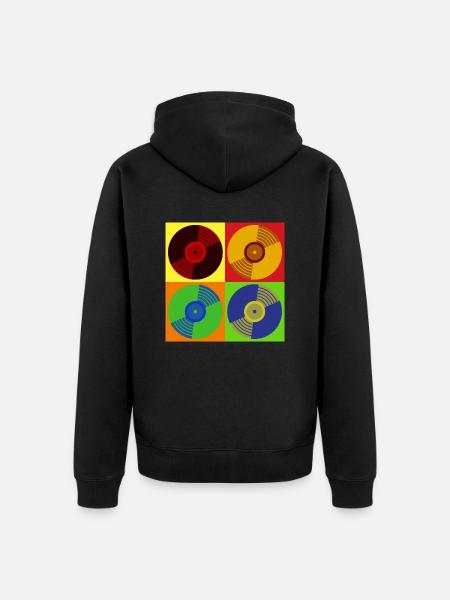 Vinyl Retro - Unisex Premium Organic Zip Hoodie - black
